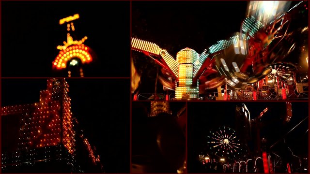 amusement luna park multiscreen timelapse