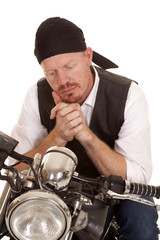 Fototapeta premium Man bandana motorcycle look down close