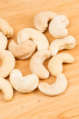 cashew nuts on Chopping board
