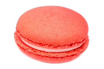 Red French Macaroon Isolated On White