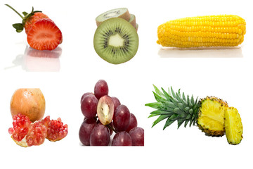 collection of fruits on white background