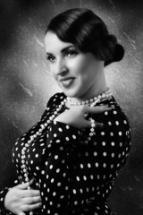 portrait of retro woman with pearls