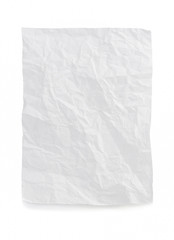 wrinkled note paper on white