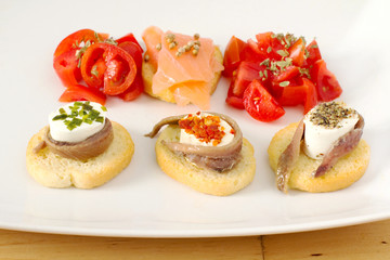 fish and vegetable canape