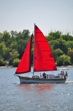 Sailboat With Red Sails