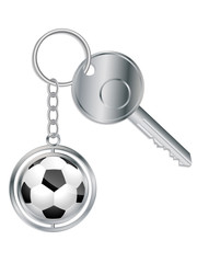 Metallic key with soccer ball keyholder