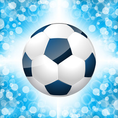 Fototapeta premium Soccer ball poster with blue background