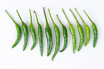fresh green pepper on white background