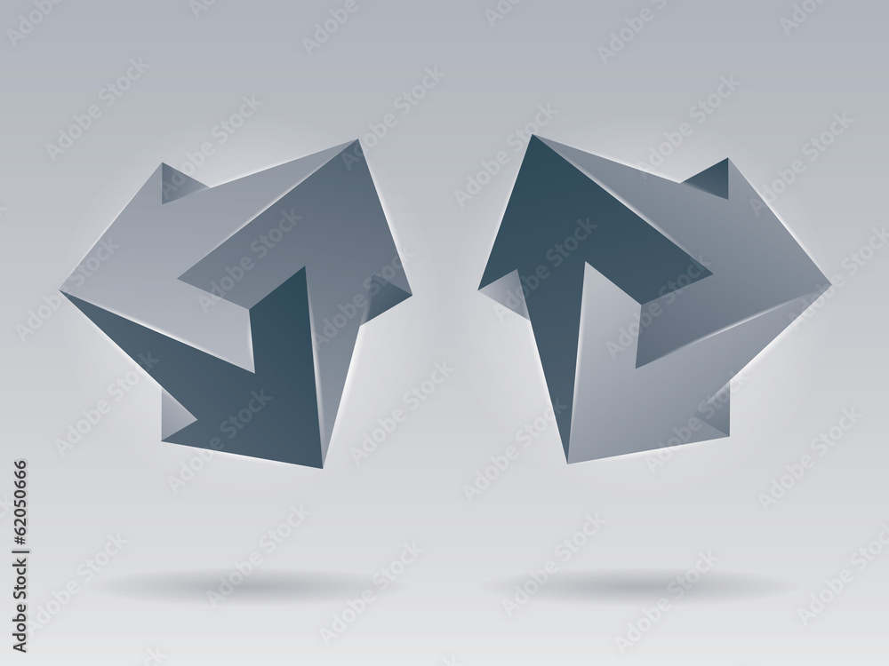 Poster vector 3d impossible figures, unreal objects, unreal arrows