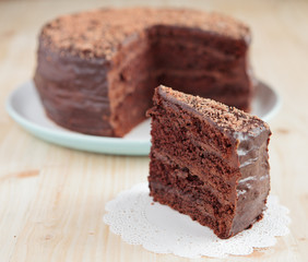 Chocolate sponge cake with chocolate buttercream frosting