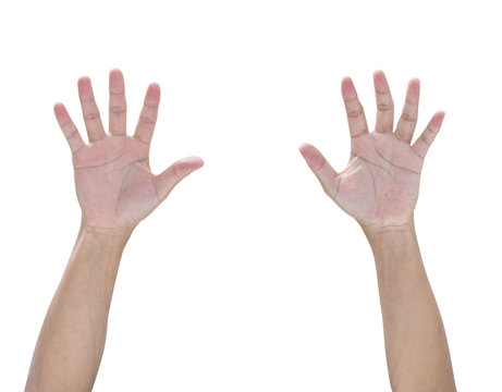 Man hand isolated on white background, with clipping path