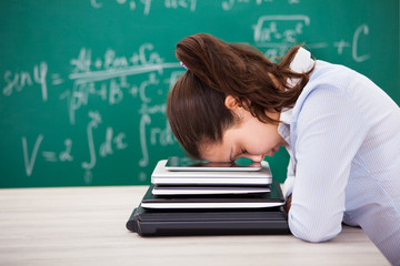 Woman Putting Head Down
