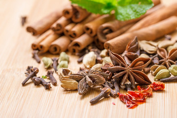 Dry multicolored spice closeup