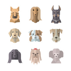 Collection of dog icons in flat style