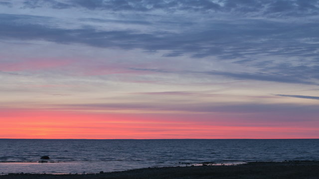 Time lapse Bood red Sky Sunrise Lake Hurton