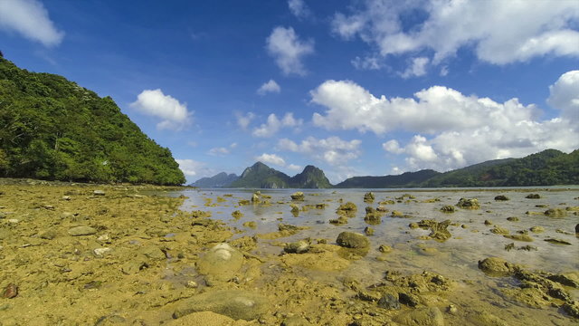 shore during low tide Philippines time lapse