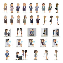 Business Women In Different Situation Set