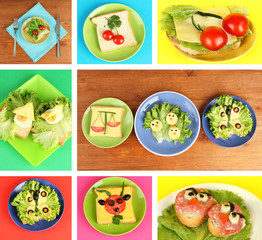 Collage of fun food for kids