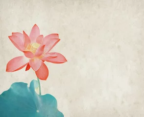 Papier Peint photo autocollant fleur de lotus Nénuphar sur fond texturé grunge