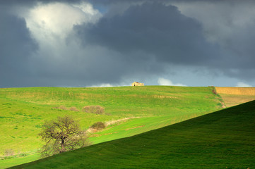 landscape in the autumn sunset