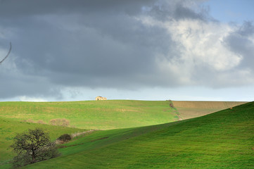 landscape in the autumn sunset