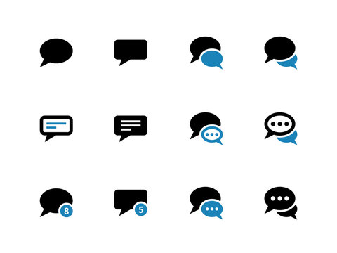 Message bubble duotone icons on white background.