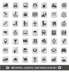 Travel, logistic and hotel icon set,vector