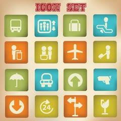 Travel icons,vintage style,vector