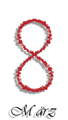 Women's day on March 8th. International date made of hearts