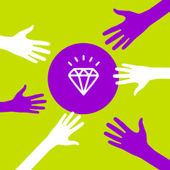 Hands reach for a  Diamond.