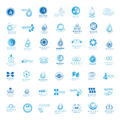 Water And Drop Icons Set - Isolated On White