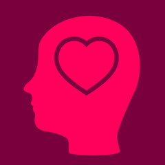 silhouette of a man's head with a  Heart.