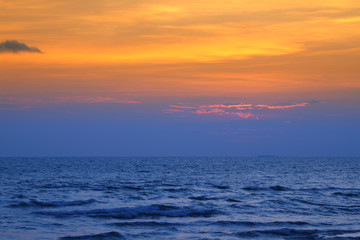 Evening sea and color of twilight sky.