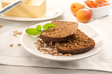 Two slices of brown bread