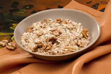 Bowl with nuts and muesli