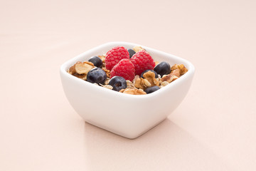 Bowl with muesli and berries