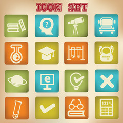 Education icon set,vintage style,vector
