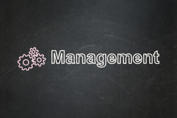 Obraz premium Business concept: Gears and Management on chalkboard background