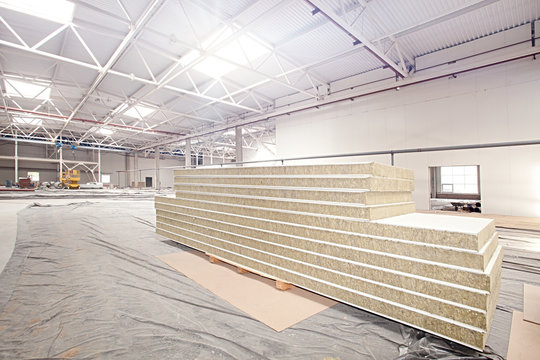 Wall Panels in Modern factory construction site
