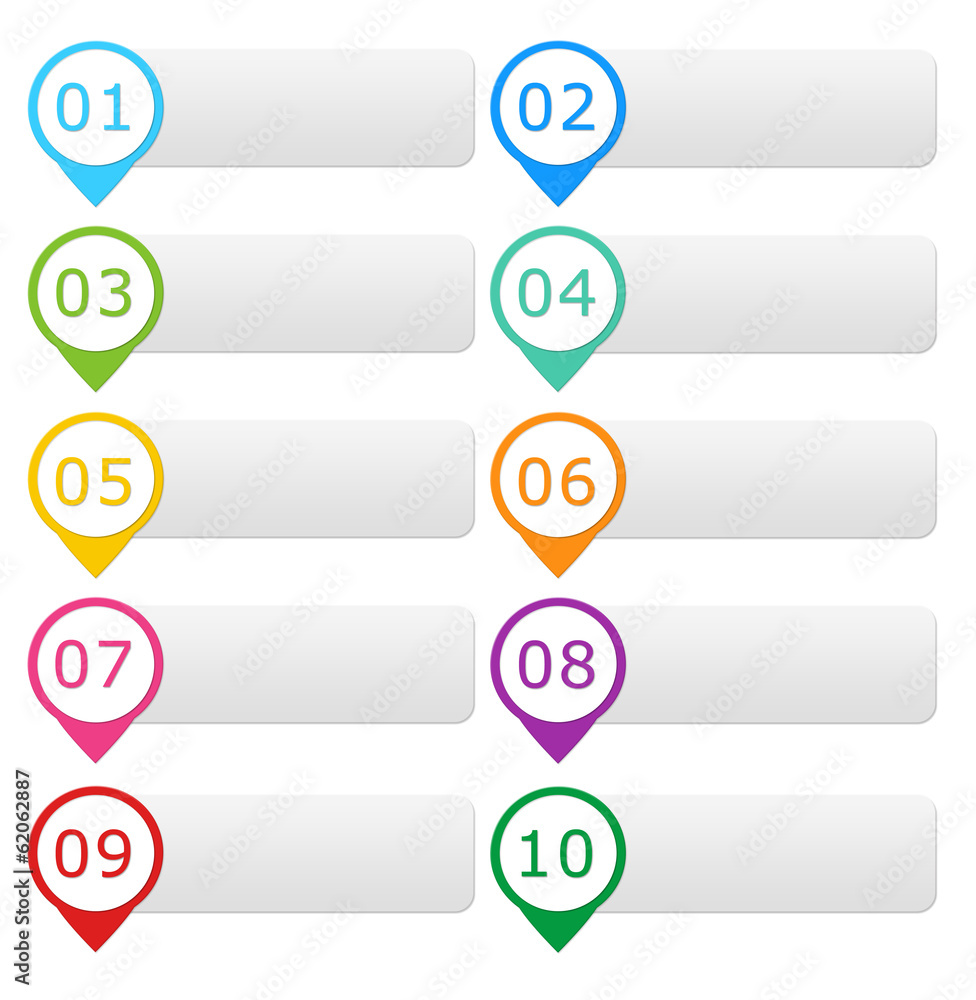 Poster colorful buttons for website menu or design