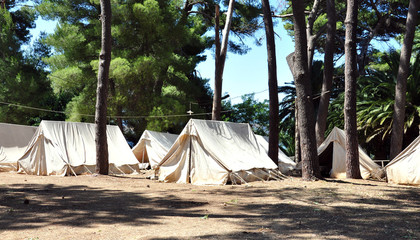 old tent camp in the woods © petrle