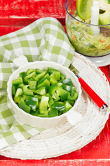 Bell pepper. Chopped Green Bell Pepper in bowl