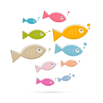 Colorful Abstract Vector Fish Illustration