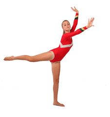 Fototapeta premium Teen gymanst performing in studio
