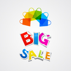 Big Sale Sticker Title and Colorful Bags