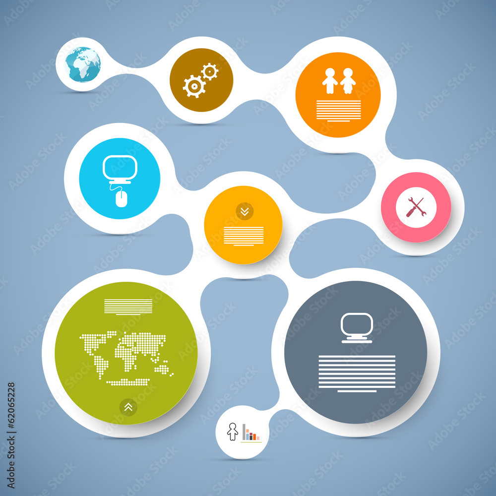 Aufkleber web template - circle paper vector infographic layout
