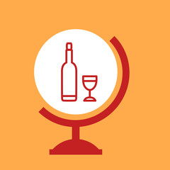 on the globe bottle and glass.