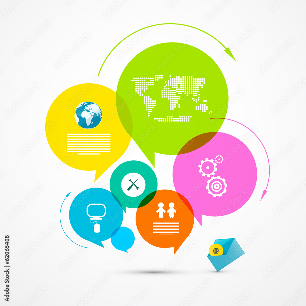 Poster colorful web template - circle paper vector infographic layout