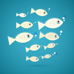 Vector Fish Illustration on Blue Background