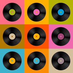 Retro, Vintage Vector Vinyl Record Disc Background